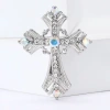 قلادة صليب بلورية زرقاء وأبيض، قلادة رجالية نحاسية، زينة دينية أصلية Specification image
